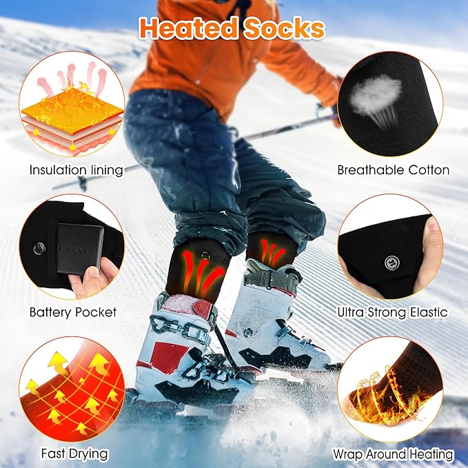 Heated Socks for Men Women with APP Control,5000mAh Rechargeable Electric Heated Socks,4 Heating Settings,Outdoor Camping Skiing Hunting