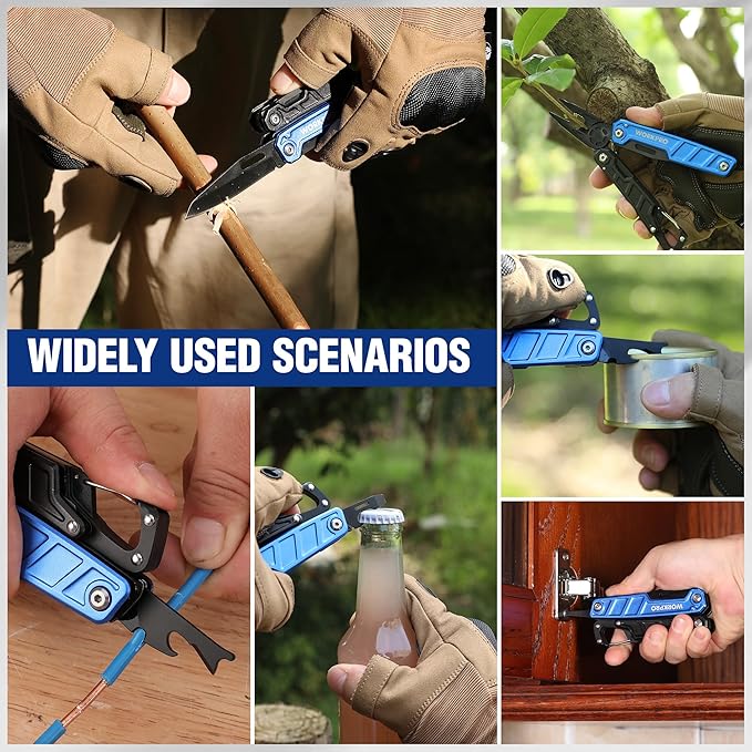 WORKPRO Multitool-12 in 1 Camping Tools with Mini Hammer-EDC Gear Multi Tools Hammer with Safety Lock and Pouch-Mini Multitools Gifts for Men and Women-Camouflage