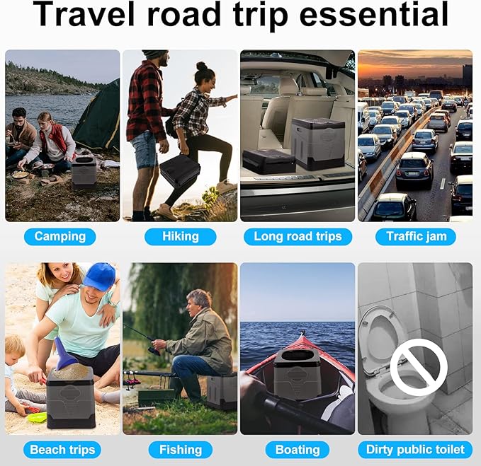 PORMYTRIP Portable Toilet Camping Toilet Foldable Toilet for Car Indoor Outdoor Commode Travel Toilet Portable Toilet for Camping,Tent,Hiking,Boating,Long Road Trips,Traffic jam,Home