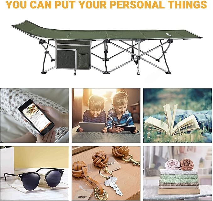 KingCamp Folding Camping Cot for Adults,Portable Sturdy Sleeping Cot with Carry Bag Outdoor Lightweight Camping Bed Support 264 lbs,Large Outdoor Foldable Travel Cots for Camping Beach Home Nap