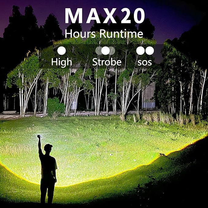 Flashlight High lumens Rechargeable 2 Pack, 900000 Lumens Super Bright Flashlight, IPX7 Waterproof, Tactical Flashlights High lumens, Powerful Flashlights for Camping Home Emergencies