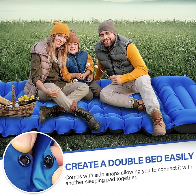 Sleeping Pad for Camping - Ultralight Camping Mattress with Pillow, Built-in Foot Pump, Compact Self-Inflatable Portable Camping Mat for Backpacking, Hiking, Car Traveling, Beach, Tent