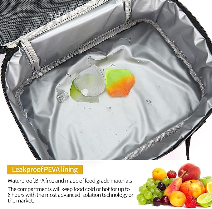 rickyh style Lunch Box with Padded Liner, Spacious Insulated Lunch Bag Durable Thermal Lunch Cooler Pack with Strap for Men Women Boys Girls Adults School Sports Beach Picnic Work Camp,2 Pocket