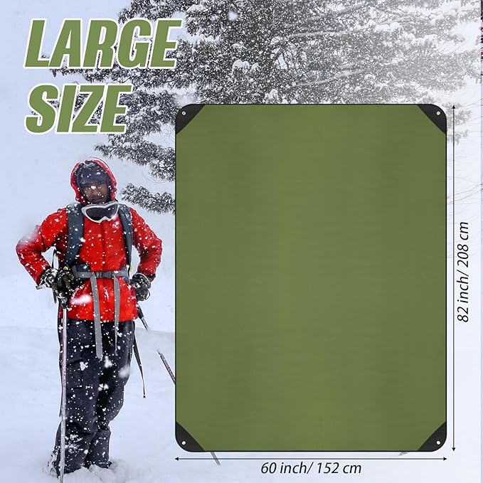 Kanayu 4 Pcs Emergency Blankets Thermal Survival Blankets 82 x 60 Inch, Heavy Duty Emergency Poncho Tarp Reusable Waterproof Emergency Blanket for Car, Camping, Hiking(Olive Green)