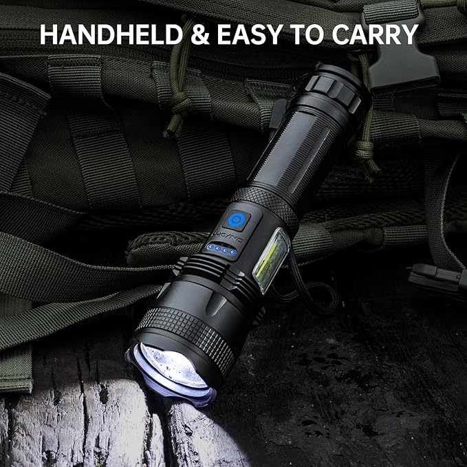 MIXILIN Rechargeable LED Flashlights High Lumens, 990,000 Lumens Super Bright Flashlight with 7 Modes, Powerful Multifunctional Flashlights for Home Camping Emergencies - 2 Pack