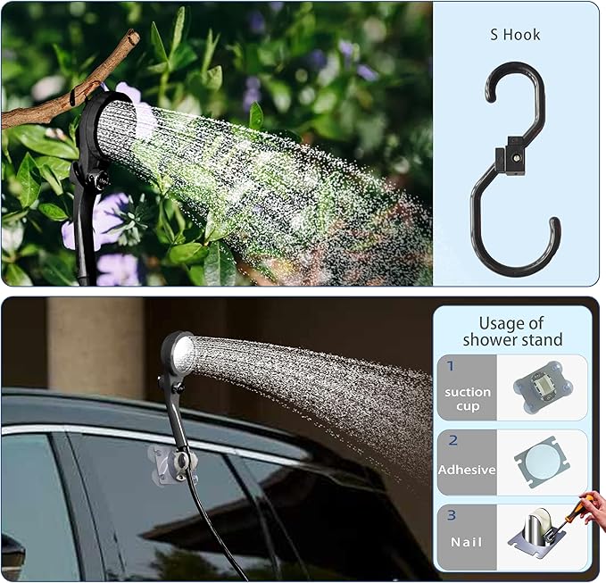 Portable Camping Shower Pump for Traveling: Water Pump with 6000mA Battery for Family Camping Trip - Camp Bucket Shower Head for Outdoor (Gray)