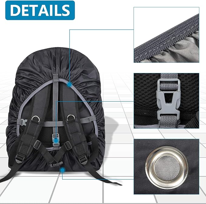 Waterproof Backpack Rain Cover(15-75L),Portable Anti Slip Rain Cover for Backpack,Cross Buckle Straps,Outdoor Anti-tear Backpack Raincover for Camping Hiking Biking Hunting Traveling