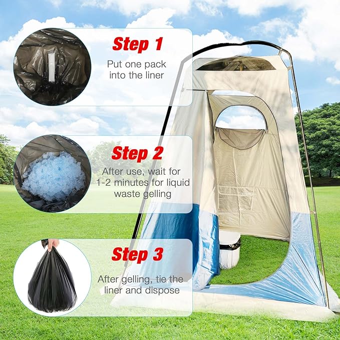 Poo Gel for Portable Toilet 30pcs Super Absorbent Liquid Waste Powder Lemon Scent for Camping Outdoor