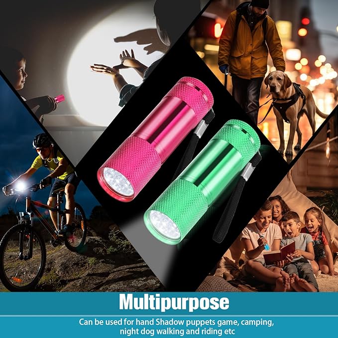 VIHOSE 48 Pcs Mini Flashlights Bulk, Bright Aluminum Handheld Flash Light with Lanyard, Small LED Flashlights for Kids Night Reading Emergency Hurricane Camping Hiking Party Favors(Cool Color)