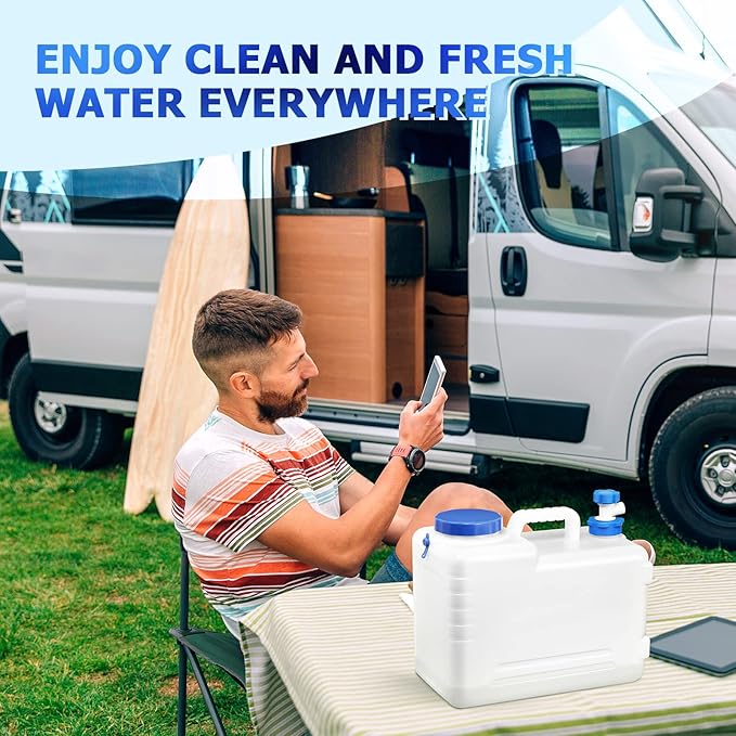 2 Pcs Portable Water Container with Spigot Water Storage Containers Camping Drinking Water Storage Jug for Outdoor Picnic Hiking Travel Car Driving Home Emergency Reservoir 4 Gallon/15L