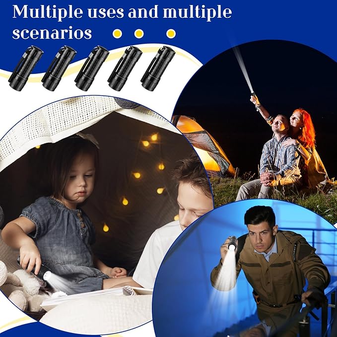 90 Pcs Mini Flashlight 9 LED Handheld Torch Bulk Kids Flashlight Plastic Handheld Flashlights with Lanyard Camping Necessities for Homeless School, 270 Pcs AAA Batteries Included (Black)