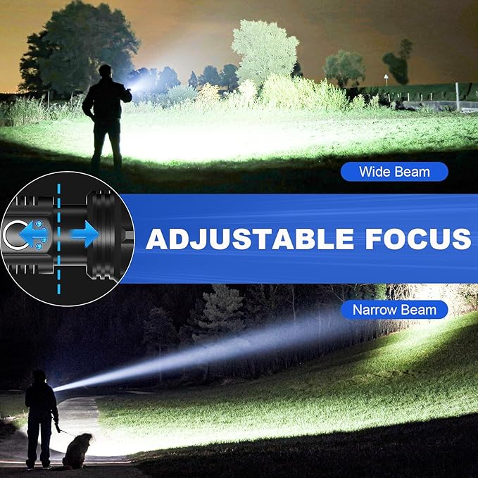 Rechargeable Flashlights High Lumen 2 Pack, 990000 Lumens Super Bright LED Flashlight with 5 Modes & 12 H Run Time, IPX6 Waterproof Powerful Handheld Flash Light for Home, Camping Emergencies