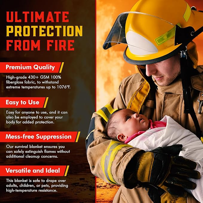 Mart Cobra Emergency Fire Blanket for Home and Kitchen - 2 Pack - Fire Blankets Emergency for Home 40” x 40” - Fire Suppression Blanket - Home Safety