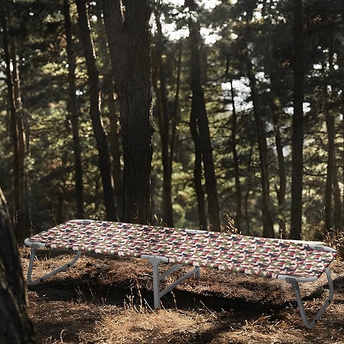 MoNiBloom Lightweight Folding Camping Cot Bed, Ultralight Folding Portable Compact Cots for Outdoor Travel Base Camp Hiking Mountaineering Lightweight Backpacking, Weight Capacity 195 lbs, Blue