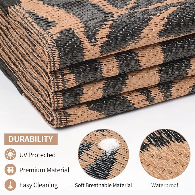 Outdoor Rugs Patio Camping Waterproof - 5x8 Plastic Straw Patio Rug Portable for Campers, Outside RVs Mat, Outdoor Area Carpet for Patios Clearance, Backyard Porch, Balcony, Picnic