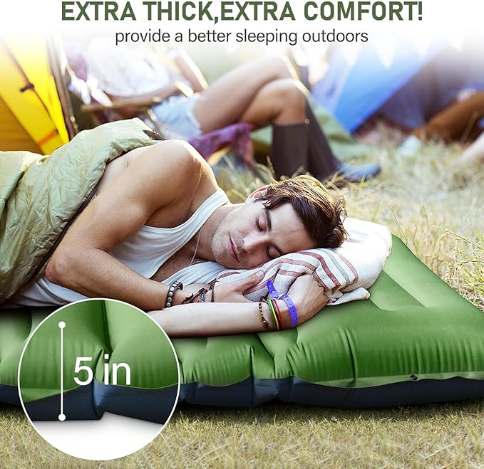 Sleeping Pad for Camping, Ultralight Inflatable Sleeping Mat with Built-in Foot Pump & Pillow, Compact Camping Air Mattress for Backpacking, Hiking, Traveling, Tent