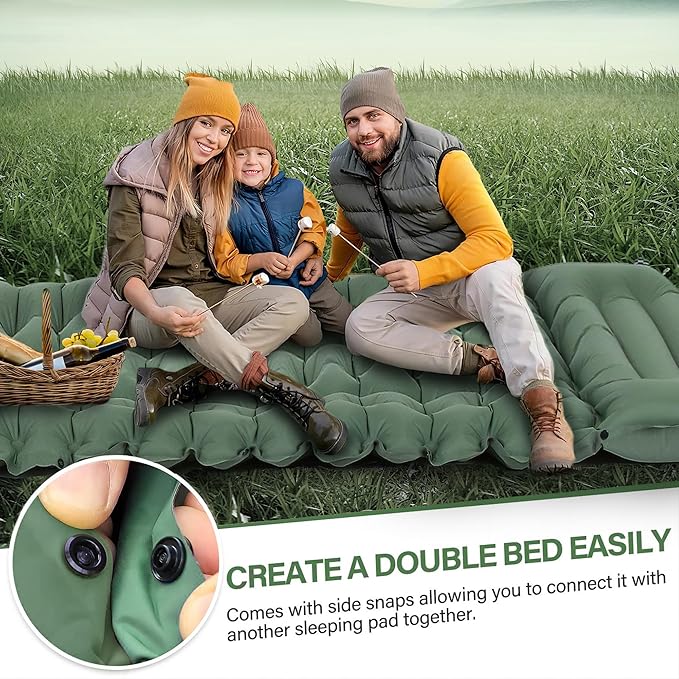 Sleeping Pad for Camping - Ultralight Camping Mattress with Pillow, Built-in Foot Pump, Compact Self-Inflatable Portable Camping Mat for Backpacking, Hiking, Car Traveling, Beach, Tent