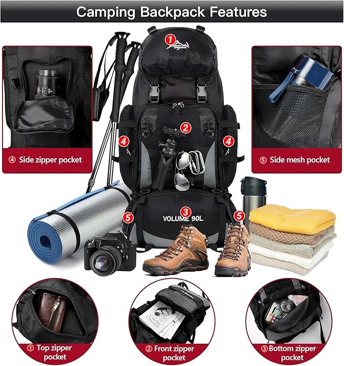 90L Large Camping Hiking Backpack,Trekking backpack,Waterproof Molle Rucksack Backpack,Sport Backpack