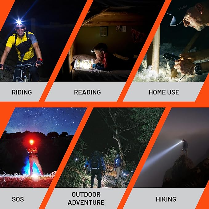FRAM FAC40008 Headlamp Flashlight with White & Red Light, Comfortable Headband, Survival Gear, Waterproof lamp.