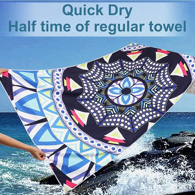 Microfiber Beach Towels 2 Packs, Oversized Quick-Dry Towels for Adults, Lightweight Thin Towels (72" x 36") for Swimming, Beach, Camping
