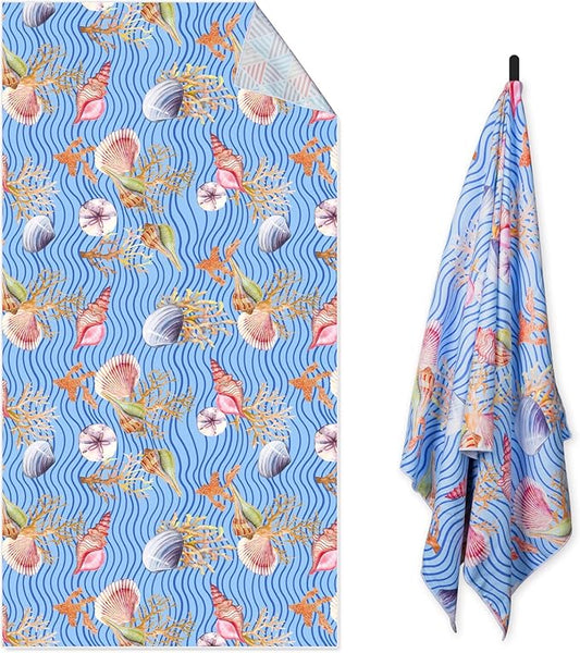 Microfiber Sand-Free Beach Towel 72"x36",Extra Large Lightweight Super Absorbent Thin Fast Drying Towels for Swimming Outdoor Hiking Yoga Girls Women Adults(Red Shell)