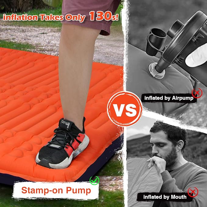 GGOV Camping Sleeping Pad, Extra Thickness 4 Inch Inflatable Sleeping Mat Lightweight Waterproof Camping with Built-in Pump Air Mattress for Backpacking, Hiking, Tent, Traveling
