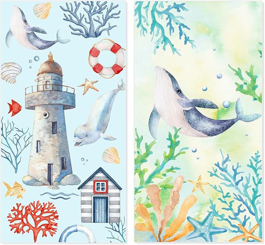 Microfiber Sand Free Beach Towel 72"x36",Extra Large Lightweight Super Absorbent Thin Fast Drying Towels for Swimming Bathing Outdoor Travel Hiking Adults(2 Pack Lighthouse)