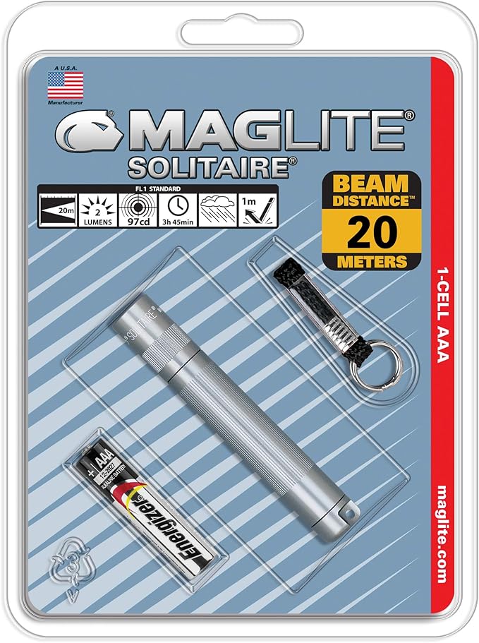 Maglite Solitaire Incandescent 1-Cell AAA Flashlight Gray