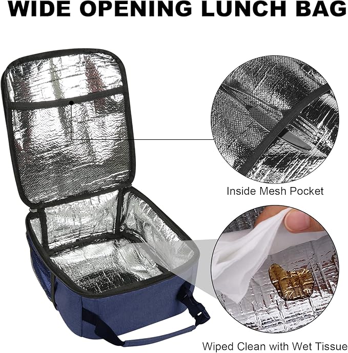 Femuar Lunch Box for Men Women Adults, Small Lunchbox for Work Picnic - Reusable Lunch bag Portable Lunch tote, Blue