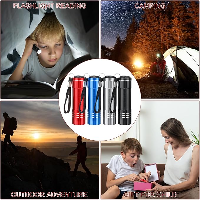 30 Pack Mini LED Flashlight Bulk, Aluminum LED Handheld Torches with Lanyard and Batteries Small LED Flashlights for Camping, Kids Party, Night Reading, Hiking, Gift, Indoor, 4 Colors