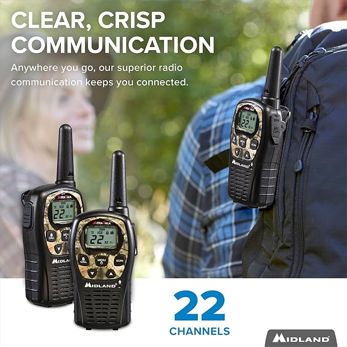 Midland LXT535VP3 FRS Walkie Talkie - Long Range Two-Way Radio Channel Scan, Silent Operation (Mossy Oak Camo, 2 Radios)