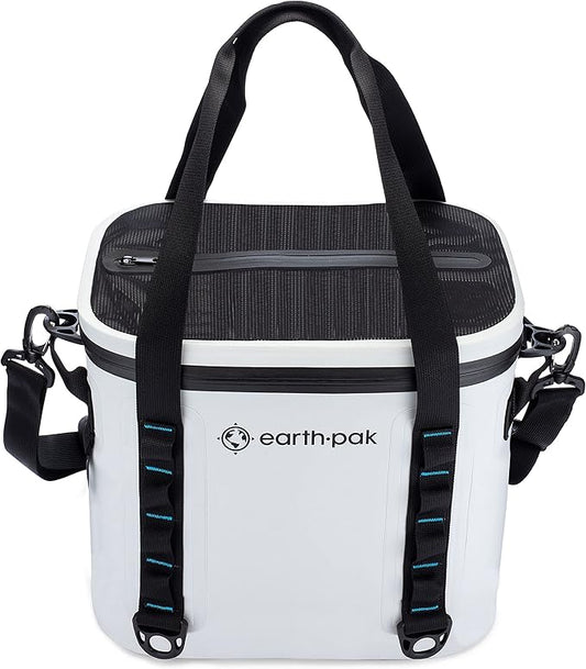 Earth Pak Heavy Duty Waterproof 20-Can Soft Cooler Bag for Camping, Kayaking, Beach Trips - Mesh Bag Insert Included