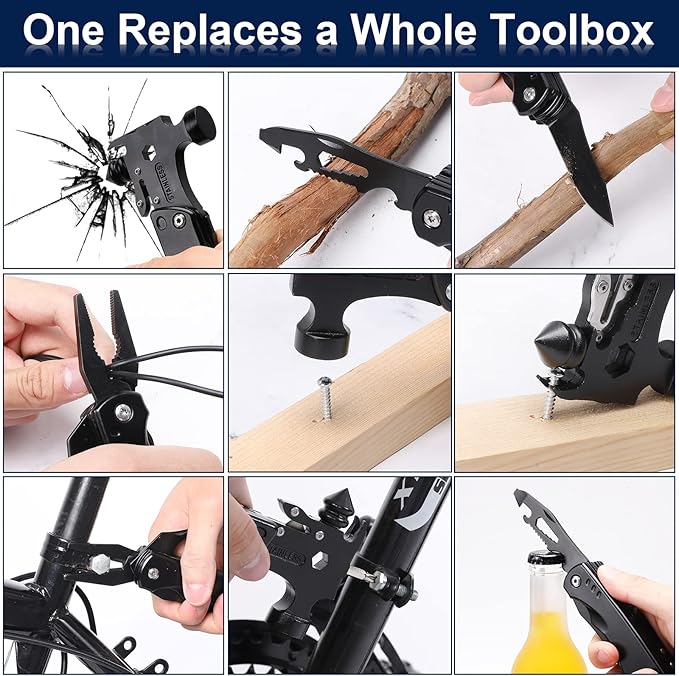 Multitool Camping Accessories, Christmas Gifts for Men Dad Husband,14 in 1 Survival Tool ,Emergency Life-saving Tool