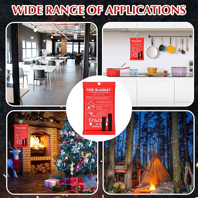 Macarrie 20 Pack 39” x 39” Fire Blanket Emergency Fire Blanket for Home and Kitchen Suppression Blanket Safety Fiberglass Fireproof Blanket Survival for Fireplace Car Office Camping (Red)
