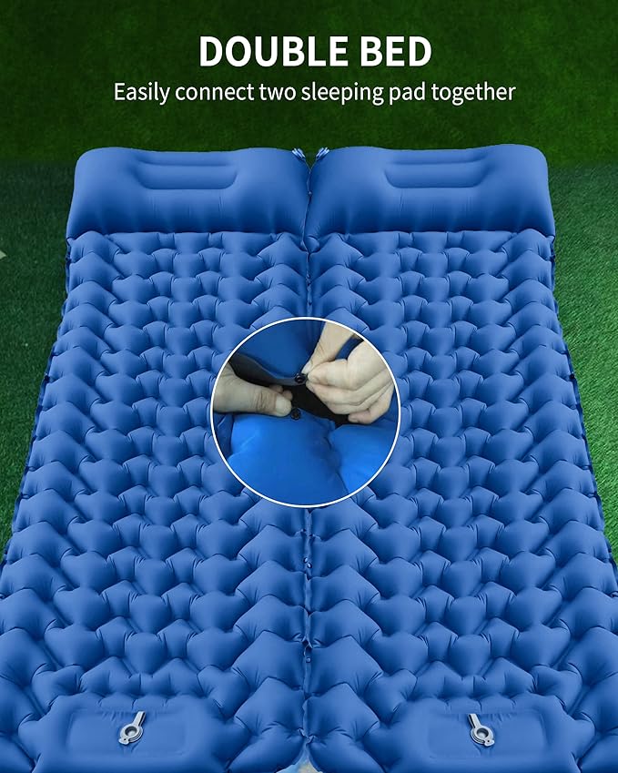 Sleeping Pad for Camping 78''X28'', Camping Sleeping Pad with Pillow Built-in Pump, Camping Air Mattress for Backpacking, Traveling Navy Blue