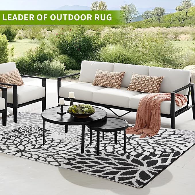 Outdoor Rug 6x9 ft Waterproof, Reversible Outdoor Plastic Straw Rug for Patios Clearance, Outdoor Area Rug Carpet RV Mat for Camping Backyard Deck Porch
