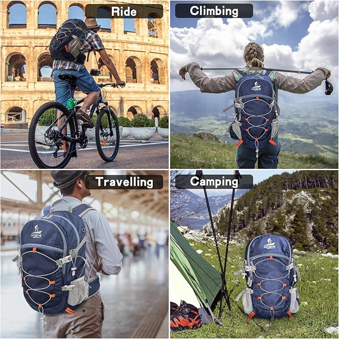 Hiking Backpack Packable 40L Foldable Camping - Lightweight Travel Daypacks Water-resistant Backpacks Outdoor Sports for Men Women (Blue)