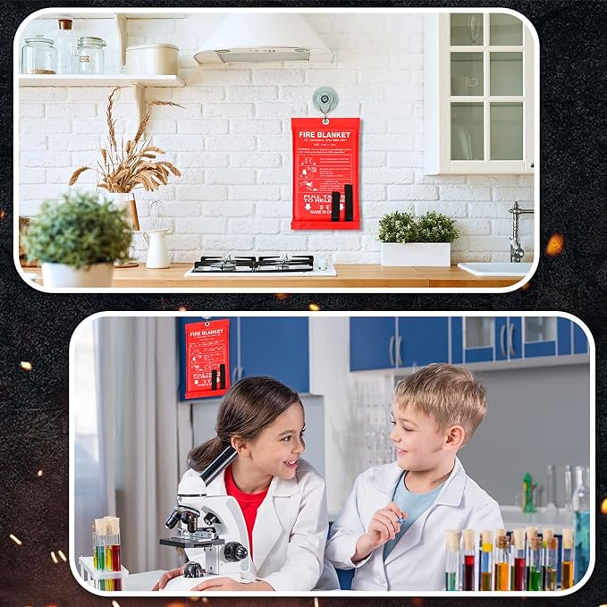 Macarrie 20 Pack 39” x 39” Fire Blanket Emergency Fire Blanket for Home and Kitchen Suppression Blanket Safety Fiberglass Fireproof Blanket Survival for Fireplace Car Office Camping (Red)