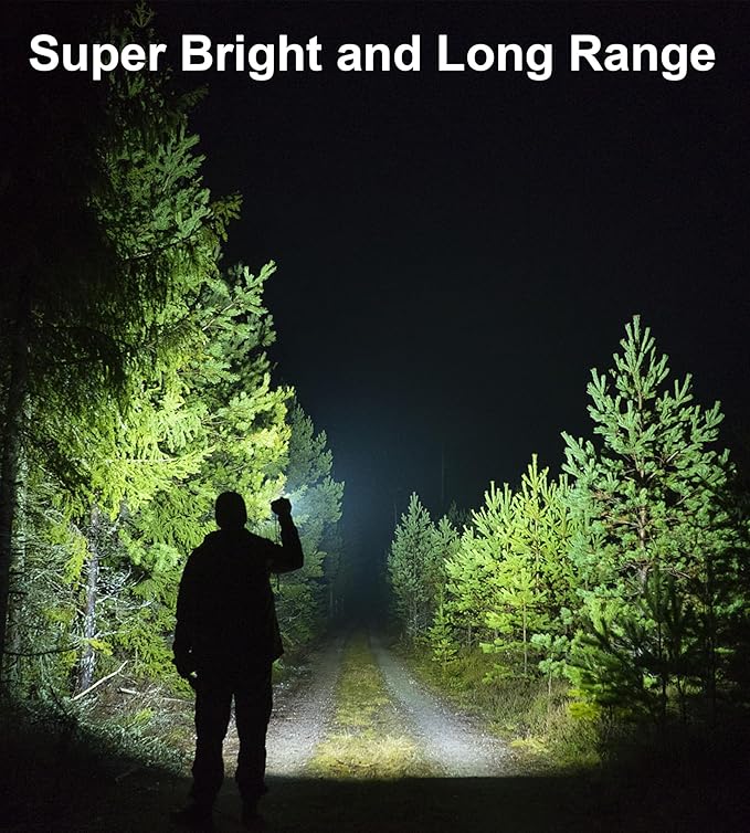 LED Rechargeable Flashlights High Lumens, 1500+ Lumens Super Bright Zoomable Fluorescent Flashlights, Waterproof Powerful Flash Light Multifunctional Flashlights for Home Camping Hiking