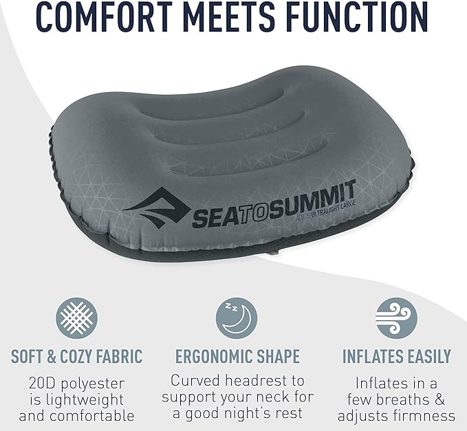 Sea to Summit Aeros Ultralight Inflatable Camping and Travel Pillow, Regular (14.2 x 10.2), Aqua