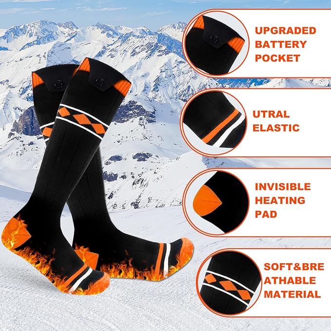 Heated Socks for Men Women,5000mAh Rechargeable Foot Warmer Electric Heating Socks with 3 Heating Settings & App Remote Control Thermal Electric Socks,Warm Socks for Hunting Skiing Camping Hiking