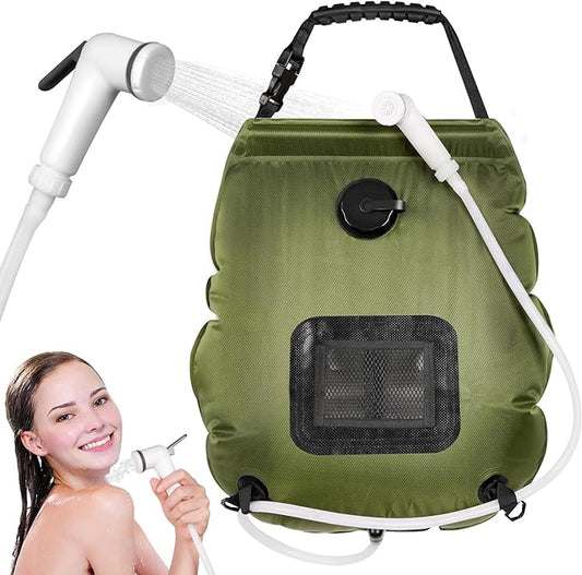 Camping Shower Bag, 5 Gal/20L Solar Heating Camping Shower with Upgraded Hose and Shower Head,Portable Shower for Camping Hiking, Traveling