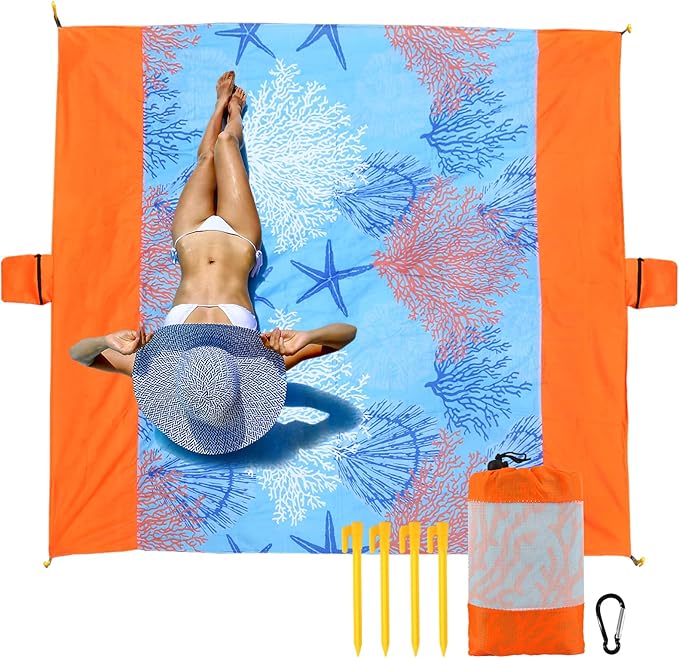 NewDoar Beach Blanket Sandproof Extra Large for 1-3 Adults / 1-8 Adults Sand Free Beach Mat Picnic Blanket Waterproof Oversized Lightweight Picnic Mat for Camping Hiking Beach Travel-/1-3person