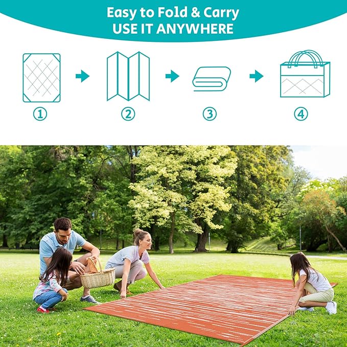 HEBE Outdoor Rug 8'x10' for Patios Clearance Waterproof Patio Mat Plastic Straw Rug Reversible RV Camping Tent Rug Outside Indoor Outdoor Area Rugs for RV,Deck,Beach,Balcony,Camper