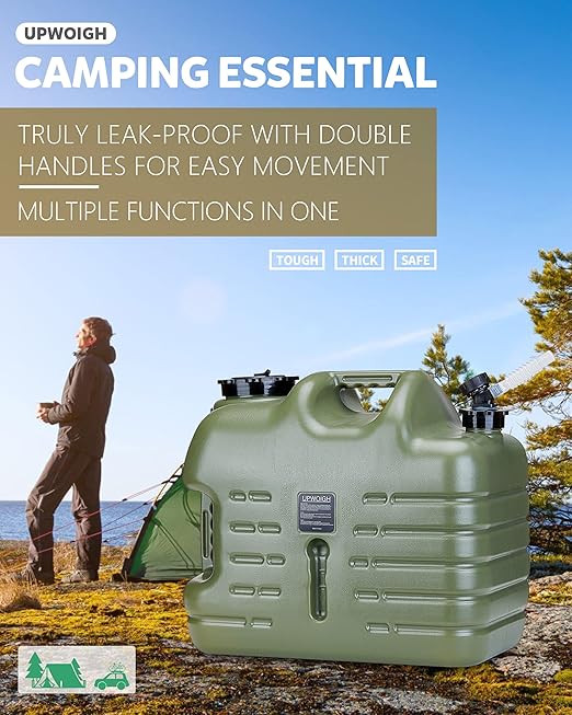 Camping Water Container, 8.2 Gallon Water Jug(17.2x14.6x9.9 in), Truly No Leakage Water Storage, Big Green Water Tank,BPA Free Portable Emergency Water Storage for Camping, Hiking
