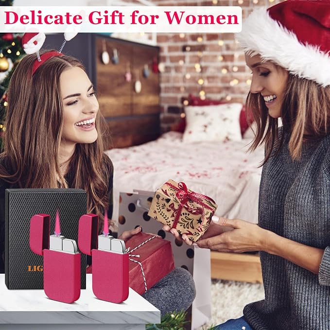 2 Pack Pink Flame Torch Lighter,Cute Glitter Pink Lighter,Refillable Butane Lighter, Windproof Lighter for Outdoor Camping BBQ Candle,Nice Gift for Girls,Women on Birthday,Mother's Day Without Butane