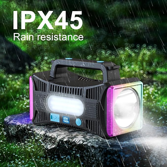 Rechargeable Flashlight, LED Spotlight Flashlight 10000 Capacity 6000LM 30h Ultra-Long Standby UV Flashlight Blacklight Waterproof with USB Output as a Power Bank