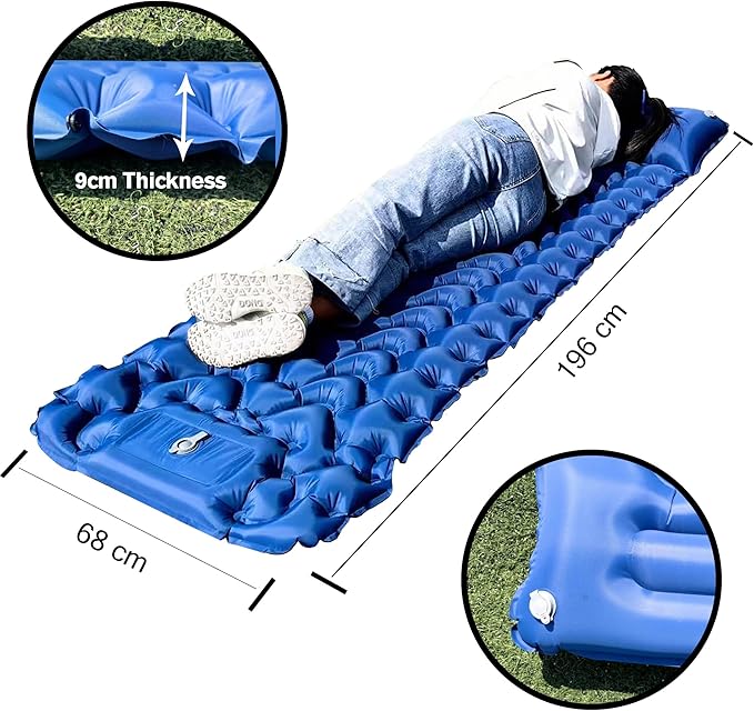 Sleeping Pad Ultralight Inflatable Sleeping Pad for Camping, 77''X27'', Built-in Pump, Ultimate for Camping, Hiking - Airpad, Carry Bag, Waterproof - Compact & Lightweight Air Mattress