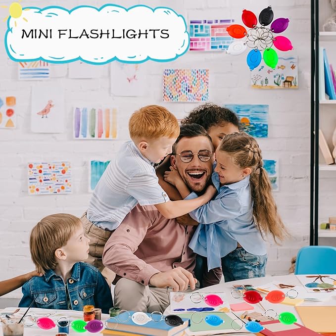 24 Pack Mini Led Flashlight Keychain Portable Ultra Bright Small Flashlight Key Ring for Outdoor Night Activities and Emergency Lighting (Color Set 1)
