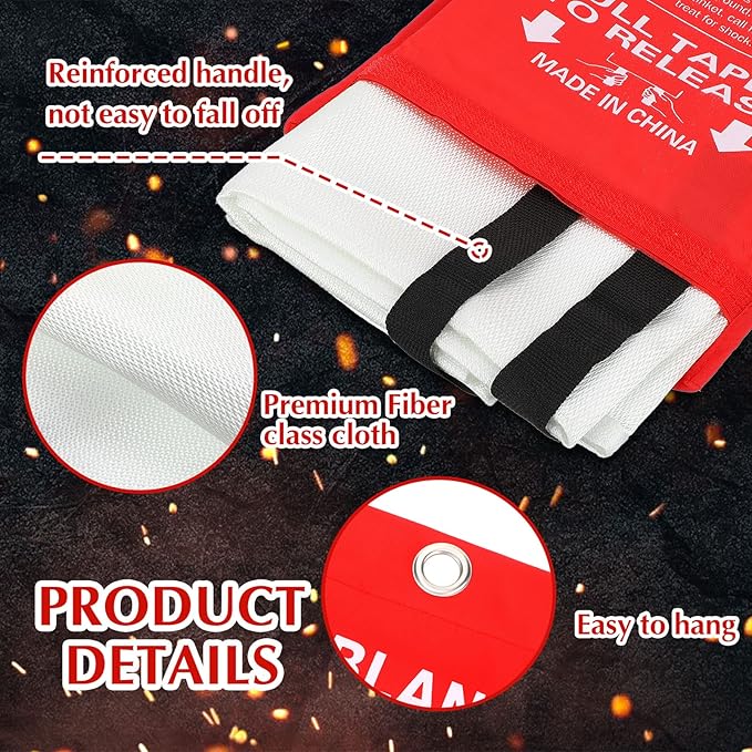 Macarrie 20 Pack 39” x 39” Fire Blanket Emergency Fire Blanket for Home and Kitchen Suppression Blanket Safety Fiberglass Fireproof Blanket Survival for Fireplace Car Office Camping (Red)